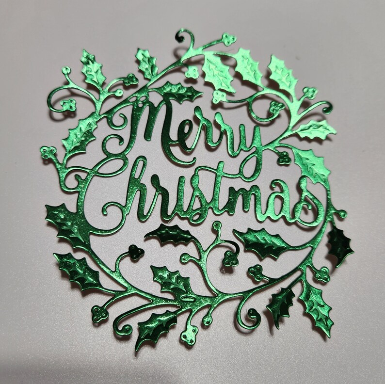 Merry Christmas Die Cut Shape 4 Pcs Etsy