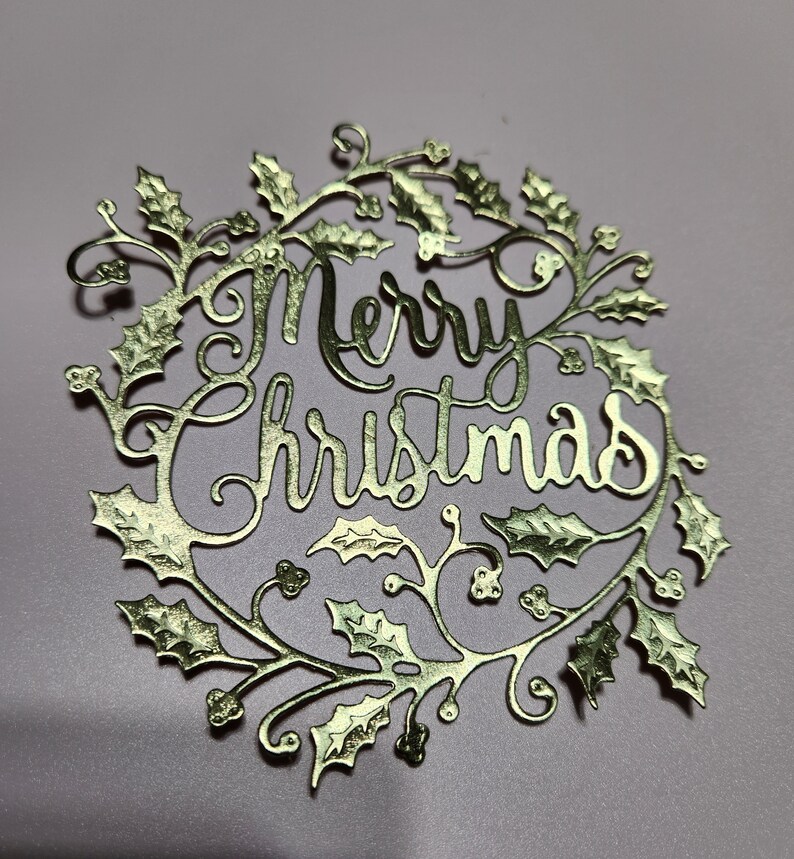Merry Christmas Die Cut Shape 4 Pcs Etsy