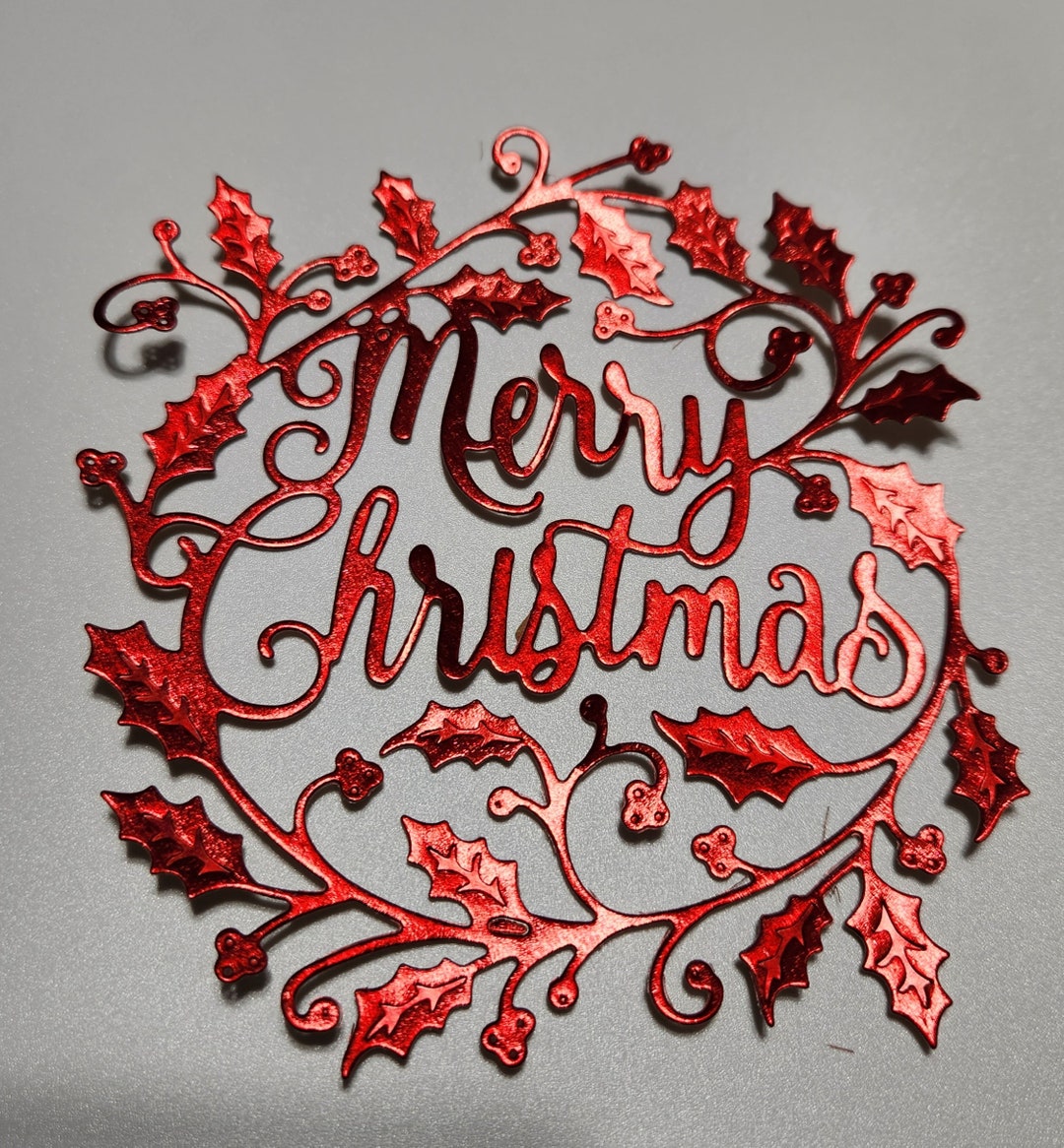 Merry Christmas Die Cut Shape 4 Pcs Etsy