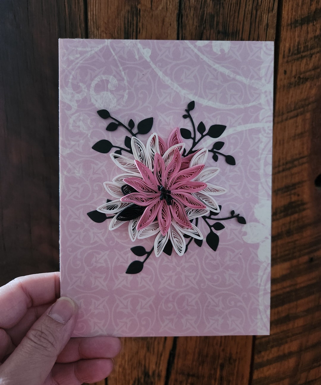 5x7 Valentines Birthday Light Pink and White Flowers Quilled Paper Art ...