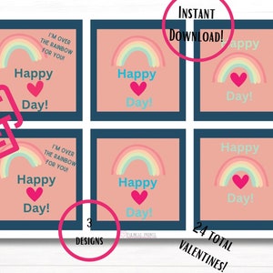 Rainbow Valentines, Heart Valentines, Printable Classroom Valentines, Printable Friend Valentines, Valentine&#39;s Day, School, Class Valentines