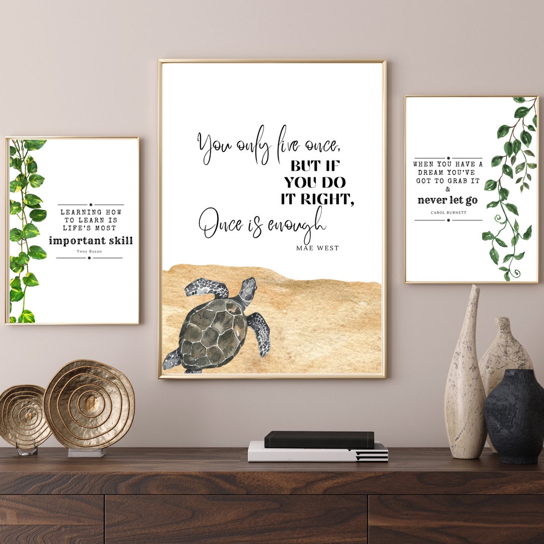 Life Quotes Wall Decor Set of 3 Prints Inspiration and Motivational Mae ...