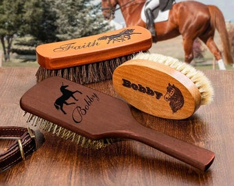 Personalized Horsehair Brush and Comb | Custom Equestrian Gift | Horse Grooming Kit for Kids | Unique Horse Presents