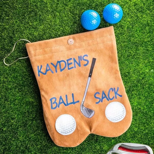 Golfballtasche mit benutzerdefiniertem Namen - Lustiger personalisierter Flanellsack - Einzigartiges Golfgeschenk für Männer, Vater, Ehemann - Zubehörset für Golfliebhaber