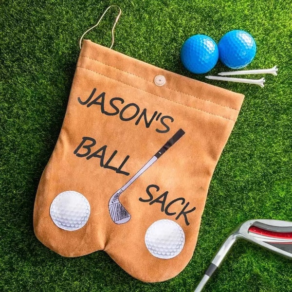 Golfballtasche mit benutzerdefiniertem Namen - Lustiger personalisierter Flanellsack - Einzigartiges Golfgeschenk für Männer, Vater, Ehemann - Zubehörset für Golfliebhaber