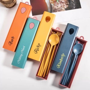 Eco-Friendly Personalized Portable Cutlery Set Camping, Travel, Picnics, Daily Custom Name Utensil Gift Set Holidays, Office & Kids image 10