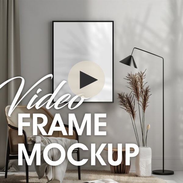 Video Frame Mockup Psd | 2 Scenes Animated Mockup | Vertical Black Frame Poster Mockup PSD Template