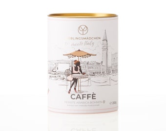 Geschenk für Sie, Dolce Vita für Zuhause in einer stylische Kaffeedose, inkl. Qualitäts- Kaffeebohnen 250g, Freundin Einzug Geburtstag