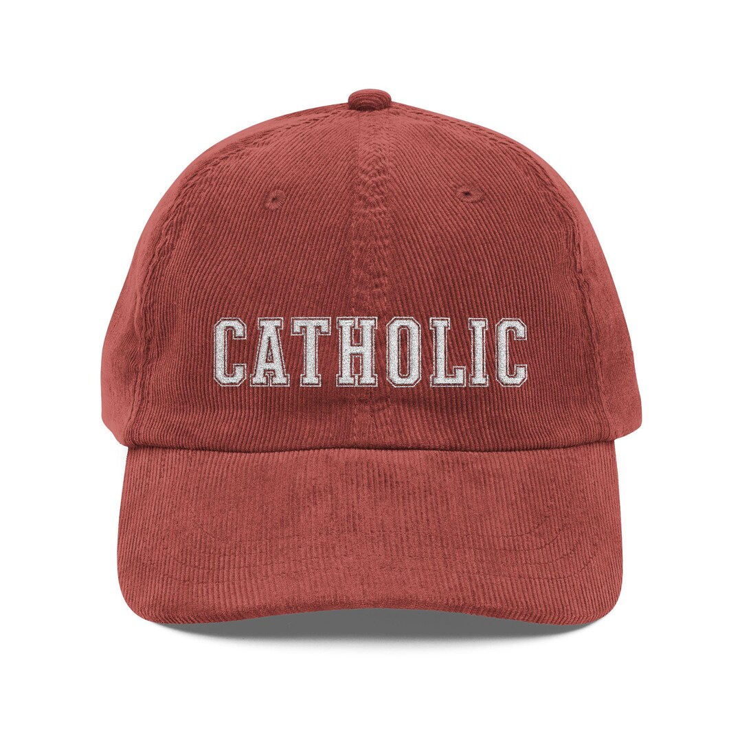 Catholic Cross Embroidery Vintage Corduroy Cap - Etsy