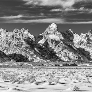 Grand Teton National Park, Wyoming Photography, Black and White Image, Mountains, Landscape Print, Gift Idea, Wall Decor, Wall Art