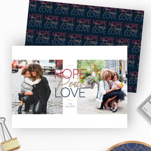 Hope Peace Love Holiday Card Template (Digital Download)