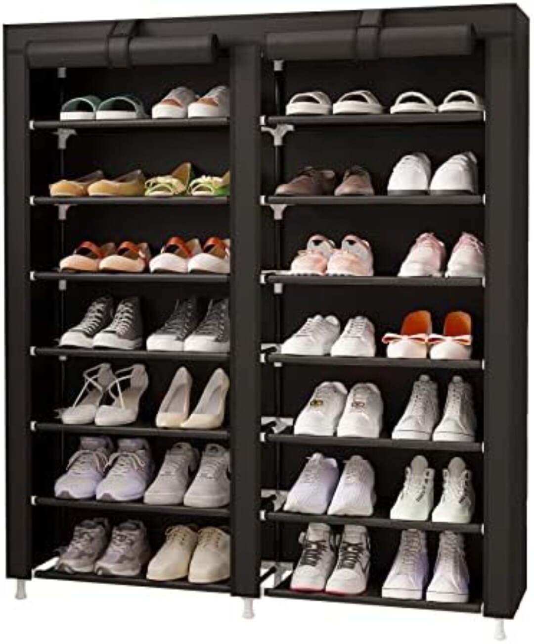 Shoe Rack Storage Organizer, Double Row Portable Nonwoven Fabric Cover
