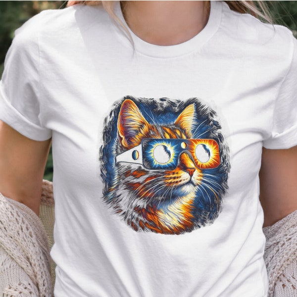 Funny Cat Wearing Solar Eclipse Viewers Shirt, Cat Lover Gift, Solar Eclipse Souvenir, Cat Mom