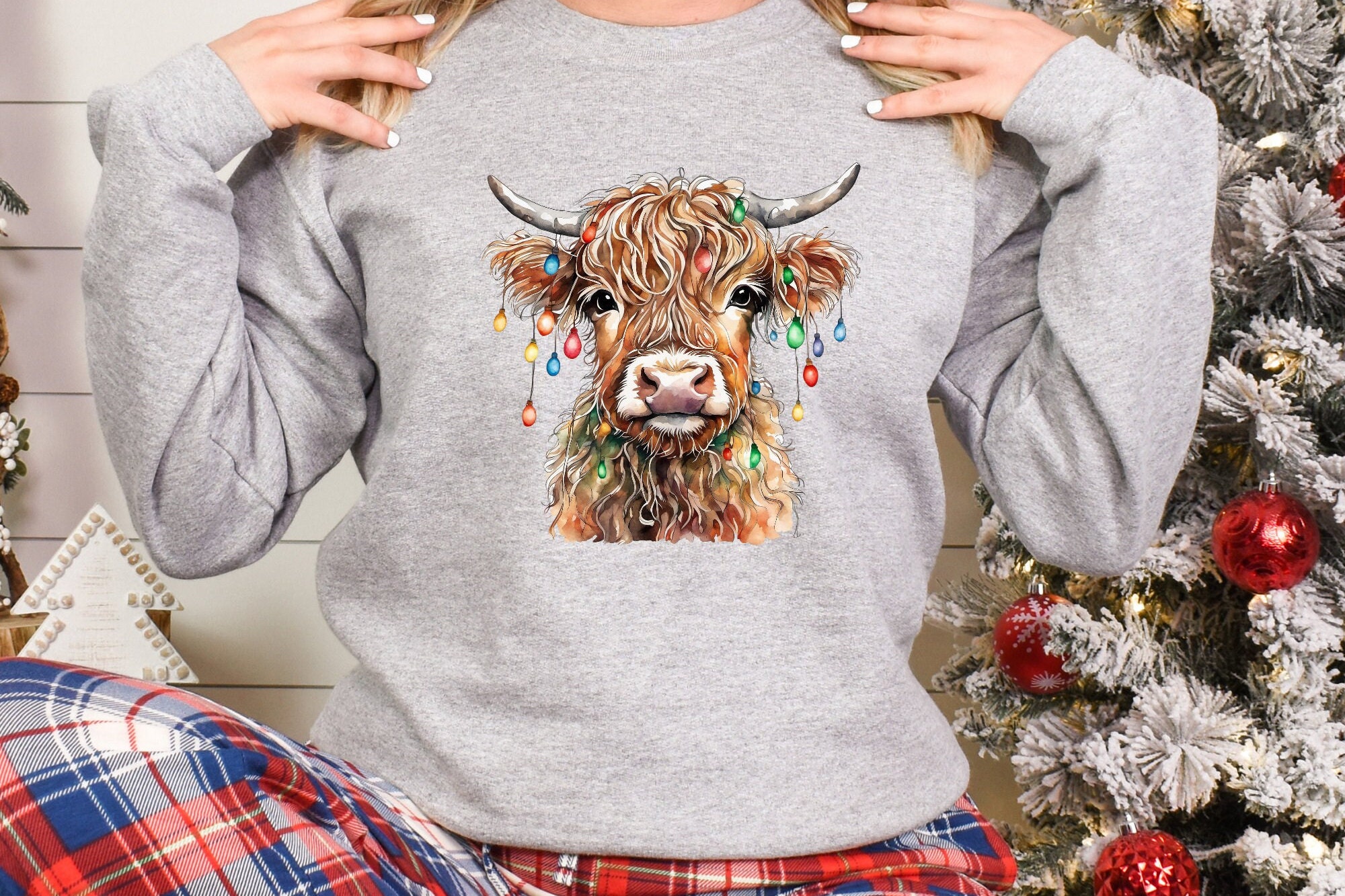 Highland Cow Christmas Sweatshirt Cow Christmas Sweater, Western Cow