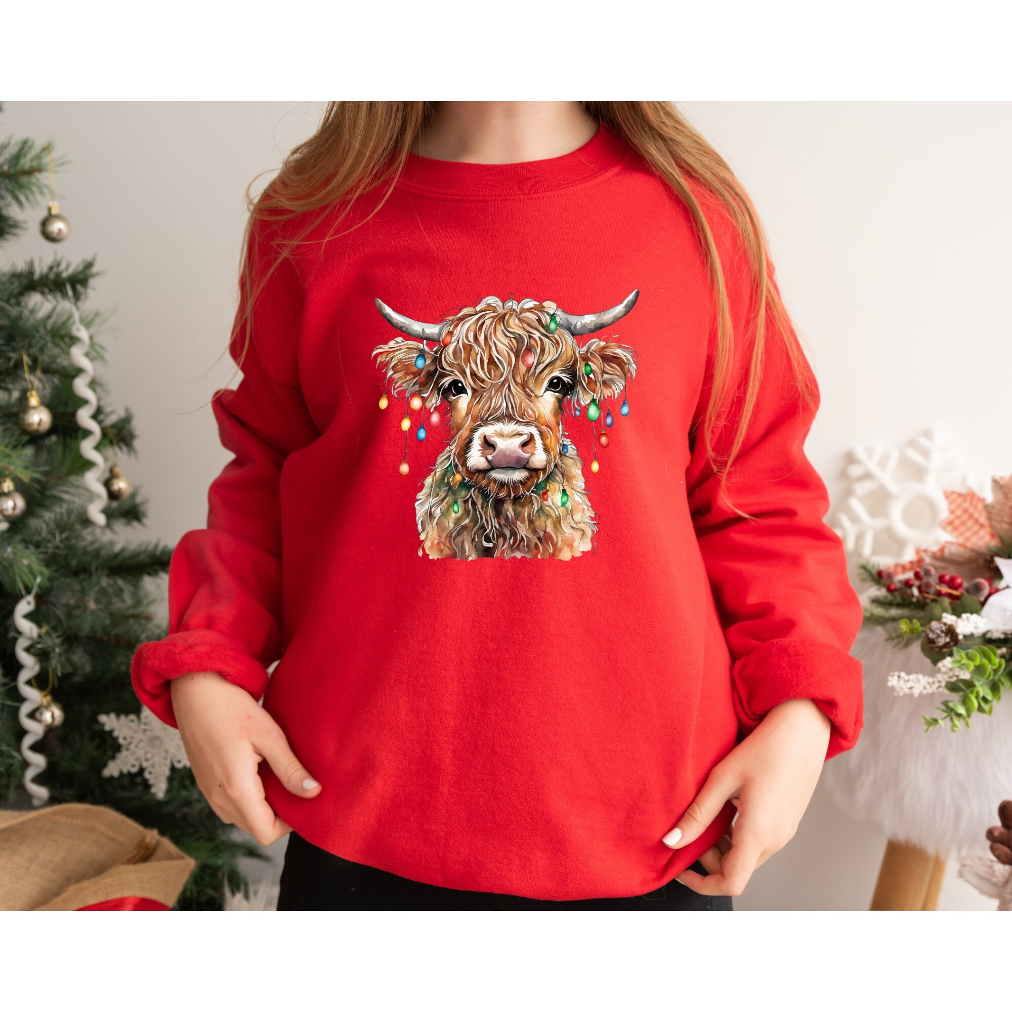 Highland Cow Christmas Sweatshirt Cow Christmas Sweater, Western Cow
