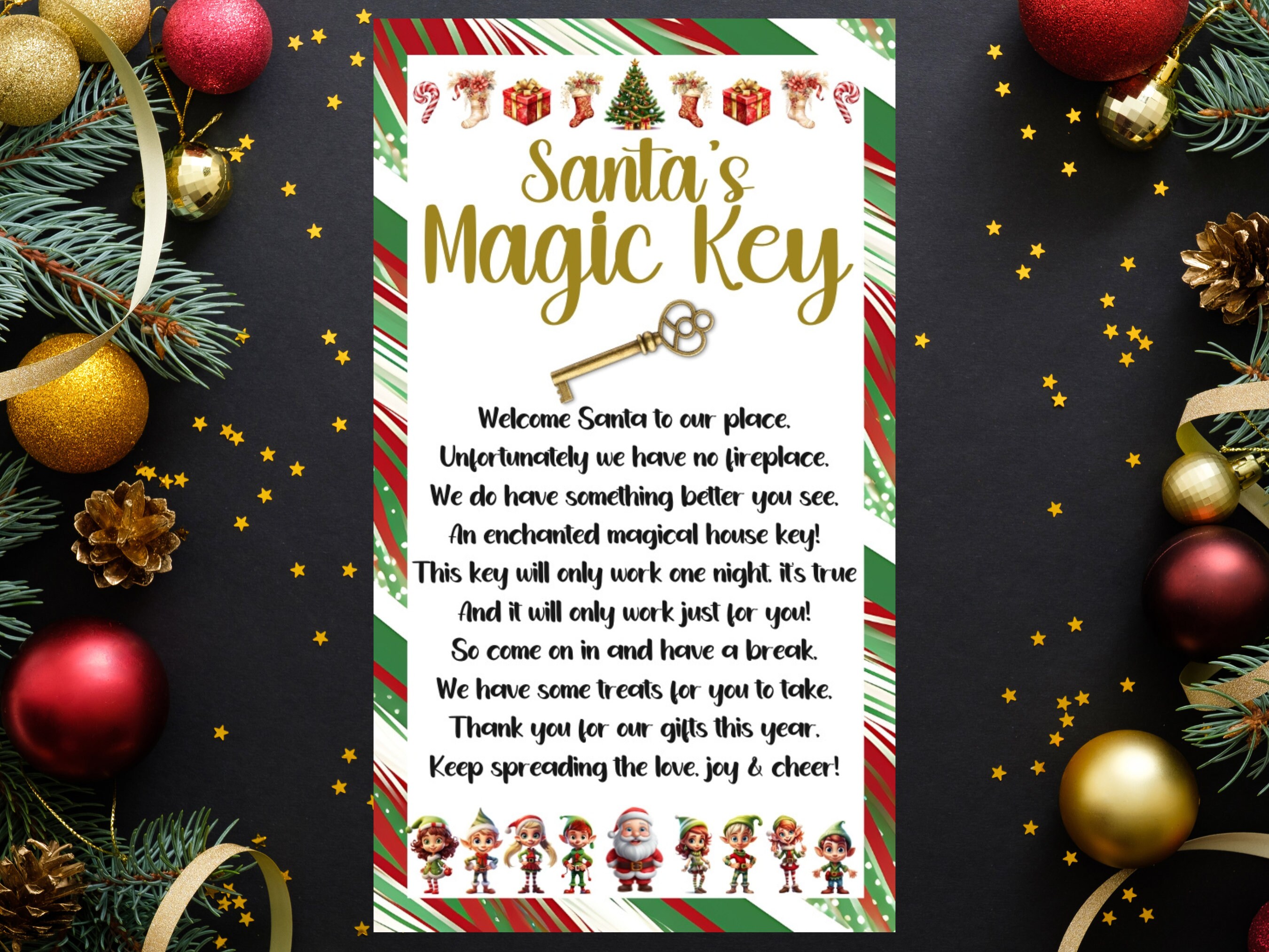 Santa's Magic Key, Magic Santa Key, Engraved Christmas Ornaments
