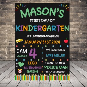 First Day of School Sign | Kindergarten | Editable Sign | Back to School Sign | Digital Download | Printable Chalkboard Sign | Green Sign |