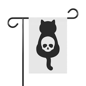 Spooky Cat Banner | Halloween Garden Decor, Gothic Home Accents, Cat Lover Gift, Outdoor Flag