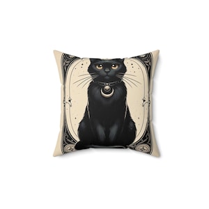 Gothic Black Cat Decorative Pillow: Cozy Living Room Cushion