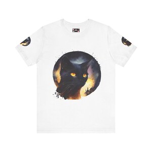 Black Kitty Cat Magic Illuminated Vintage T-shirt for Witches and Black Cat Lovers - Women&#39;s Witchy Shirt, Cat Lover Gift, Vintage Witch