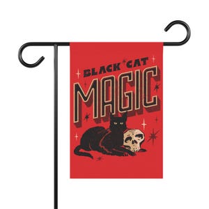 Garden Banner, Black Cat Magic Outdoor Decor, Halloween Garden Flag, Witchy Home Accents, Fall Decor, Cat Lover Gift