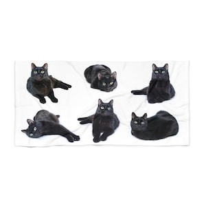 Bonita toalla de playa con forma de gato, regalo divertido para amantes de los gatos, accesorios de playa de verano, toallas para piscina, decoración de gato negro, artículo esencial para un día de playa