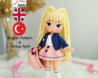 Crochet Doll Pattern, Eftelya Doll pattern, Amigurumi Doll Pattern, PDF in English, amigurumi crochet doll pattern