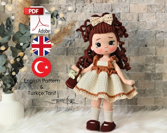Crochet amigurumi Doll Pattern, Vera Doll pattern, Amigurumi Doll patterns, crochet Pattern, PDF in English, cute doll crochet pattern
