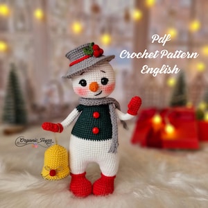 Adorable Snowman Crochet Pattern, Cute Snowman, Pdf in English, Amigurumi Tutorial for Christmas Decor, christmas snowman,
