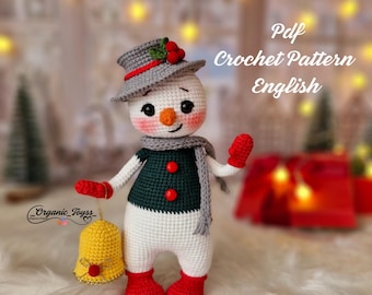 Wzór szydełkowy na bałwana amigurumi, dekoracja świąteczna (PDF)
