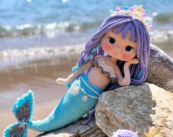 人魚のルル。あみぐるみ。かぎ針編みのパターン。ハーケランレイトゥン