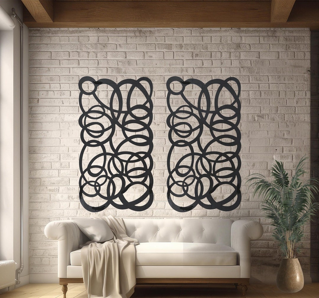 MODERN CIRCLES METAL Wall Art, Contemporary Decor, Interior Design Inspired. Rectangle Wall Art