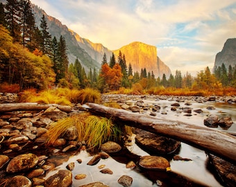 Yosemite en otoño. Impresión digital de bellas artes.