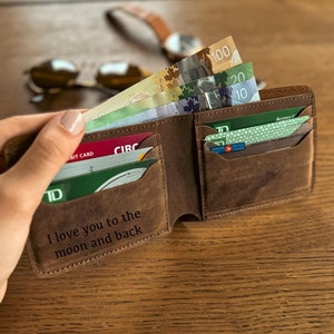 Portefeuille en cuir super mince personnalisé pour homme, père pour cadeau, père, sien, fils, petit ami, portefeuille pour carte de crédit, anniversaire