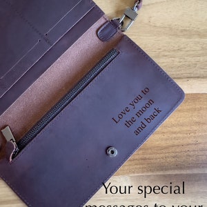 Personalized Super Slim Leather Wallet for Women, Gift for mother, Mom, Gift girlfriend, Anniversary, Birthday, Card Hold