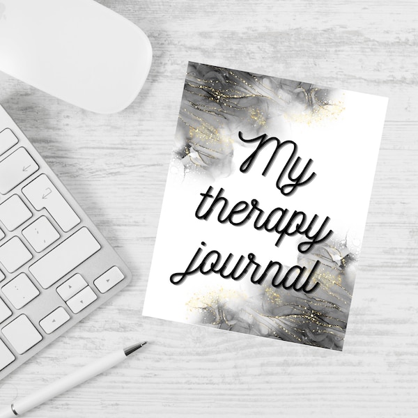 Black Therapy Journal for Depression, 100 page therapy journal, Help with Depression, Daily Affirmation, Mood Tracker, Reflection Questions