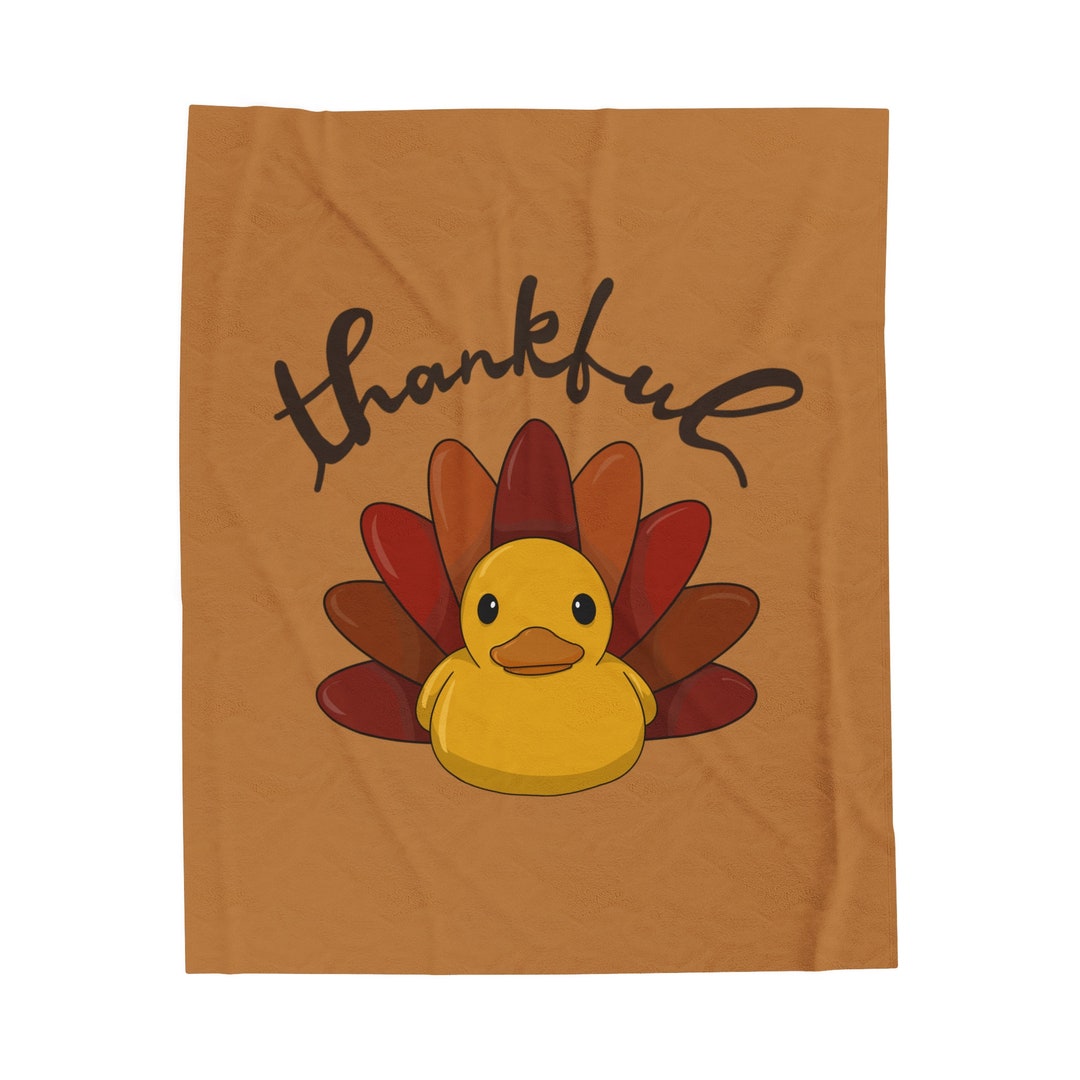 Thanksgiving Fall thankful Rubber Duck Turkey Velveteen Plush Blanket