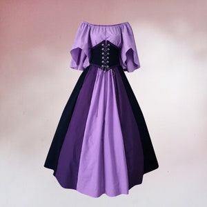 Ren fair corset prom dress, Medieval prom dress woman, Fantasy cosplay dress, Renaissance costume Purple