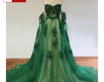 Green elegant fairy prom dress, Fairy floral dress women, Evening dress, Party fairy dress