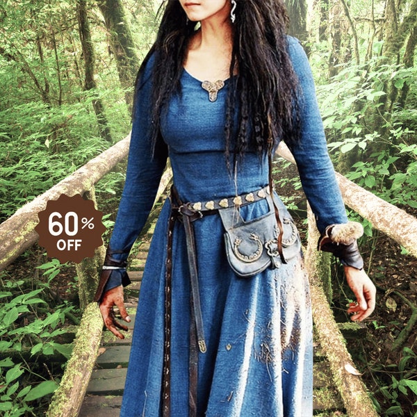 Maxi robe médiévale à manches longues pour femmes de la Renaissance, costume cosplay gothique médiéval fantastique, robe Ren faire Viking