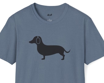 Camiseta con auriculares musicales de perro salchicha