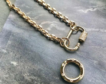 Gold Carabiner Necklace, Chunky Necklace, Gold Chain Necklace, Layering Necklace, Statement Gold Chain, Thick Gold Chain, Chunky Link Chain