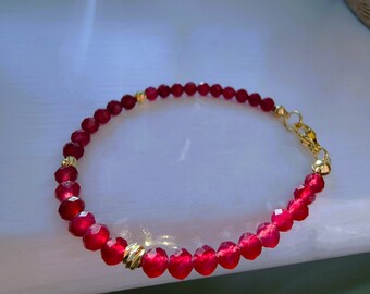RUBY Bracelet, Minimalist Ruby Bracelet ,Natural Stone Dainty Bracelet- Healing Crystal Bracelet, Spiritual Protection, July Birthstone Gift