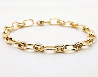 Bracelet chaîne en or épais, bracelet grosse chaîne épaisse, bracelet chaîne à maillons dorés, superposition de bracelets, bracelet chaîne tressée épaisse