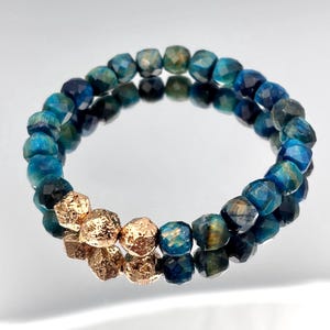 Blaues TIGERAUGE Stretch-Armband, Heilkristall spiritueller Schutz Armband, Unisex Edelstein Perlen Armband, Steinbock Leo Geburtsstein