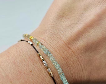 Aquamarine Bracelet, Minimalist Beaded Jewelry, March Birthstone, Gift for Her