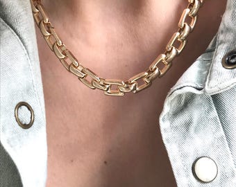 Gold Chunky Link Chain Necklace, Chunky Necklace, Statement Gold Chain, Thick Gold Chain, Chunky Link Chain
