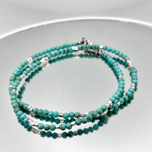 Dainty Turquoise Necklace, Blue Stone Necklace, Turquoise Beaded Necklace, Handmade Jewelry, December Birthstone, Tiny beads necklace