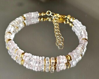 Madagascar Rose Quartz Handmade Beaded Bracelet – Love Manifestation Crystal, Pink Gemstone Healing Jewelry