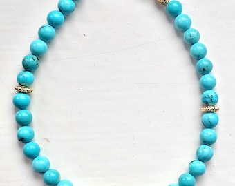 Turquoise Beaded Bracelet, Turquoise Jewelry, Handmade Bracelet, Healing Crystals Bracelet, December Birthstone, Blue Stone Bracelet